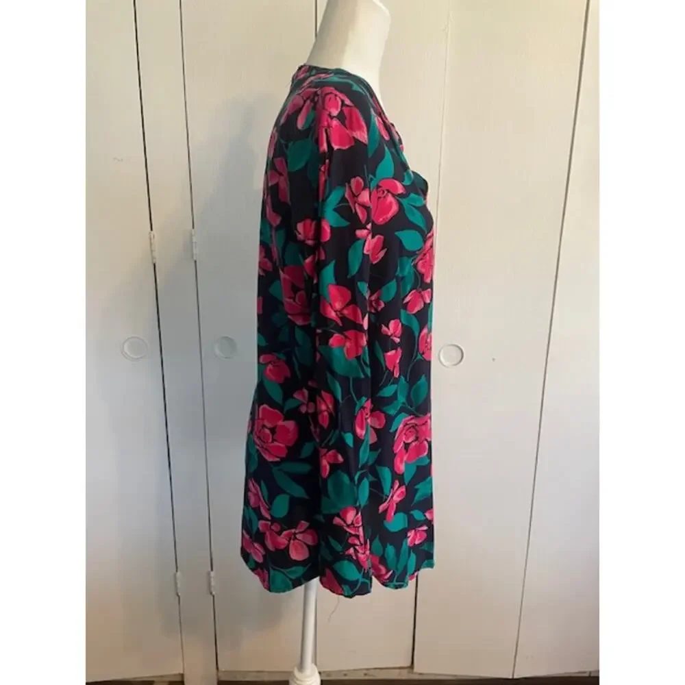 Talbots Size‎ Medium Women's Long Sleeve Pullover Blouse Black & Pink